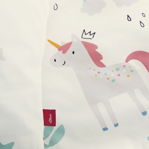 s.Oliver Baby сатинове простирадло для дитячоголіжечка Unicorn, 100 x 135 см, 40 x 60 см