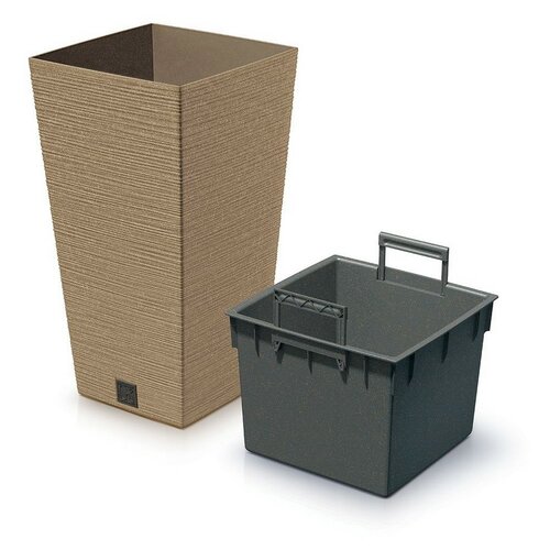 FURU SQUARE ECO WOOD virágtartó 39, 5 cm, barna, betéttel