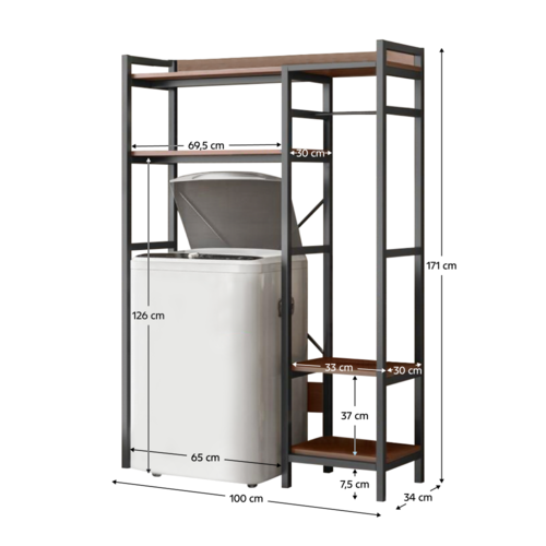 DELSIN polc a mosógép fölé , sötét tölgy