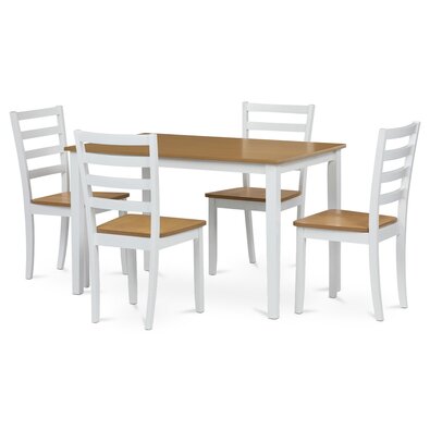 Zestaw jadalniany z litego drewna, 5 szt., dąb, biały