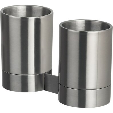 Spirella Dwa kubki ścienne na szczoteczki Nyo, szczotkowana stal nierdzewna