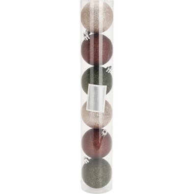 Zestaw ozdób bożonarodzeniowych Glitter, brązowy, śr. 6 cm, 6 szt.