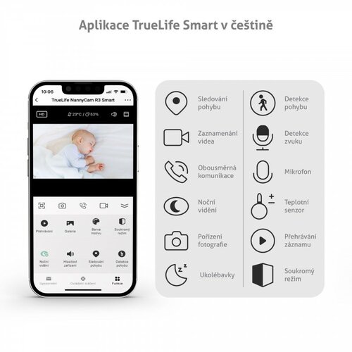 TrueLife NannyCam R3 intelligens bébiőralkalmazással