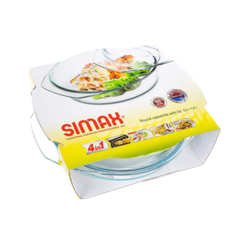 Simax Steklena zapekačka okrogla, 3,7 l