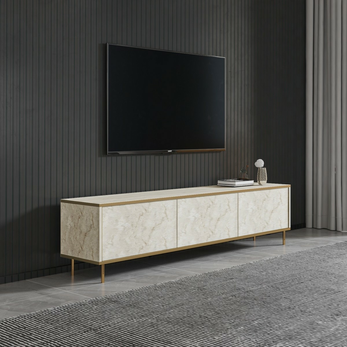 Televízny stolík Imaj Travertine and Gold