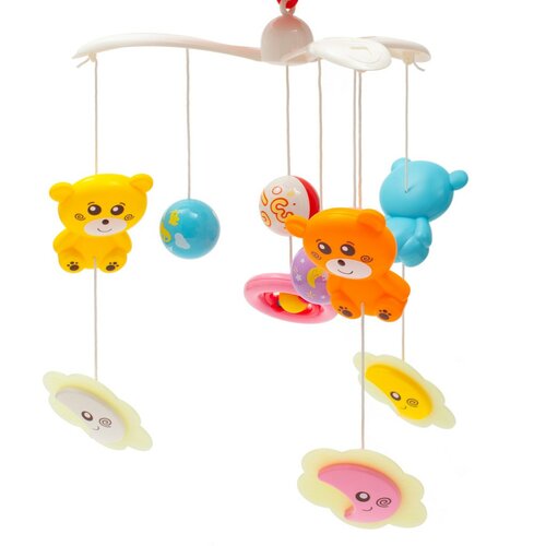 Baby Mix Kolotoč nad postieľku so svetelným projektorom, červená