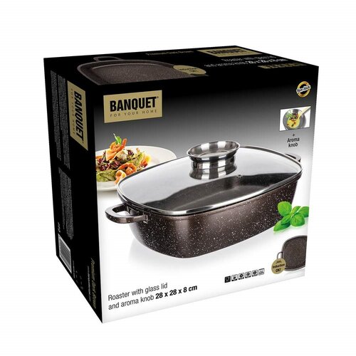 Tavă cu suprafața antiaderentă Banquet PREMIUM Dark Brown 28 x 28 x 8 cm
