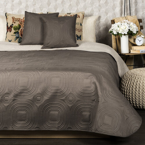 4Home Tagesdecke Doubleface Braun/Beige, 220 x 240 cm, 2x 40 x 40 cm