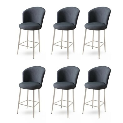 Barstuhl-Set Fora Anthracite und Chrome, 6 Stück