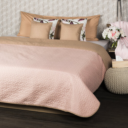 4Home Tagesdecke Doubleface  Beige/Rosa, 220 x 240 cm, 2x 40 x 40 cm