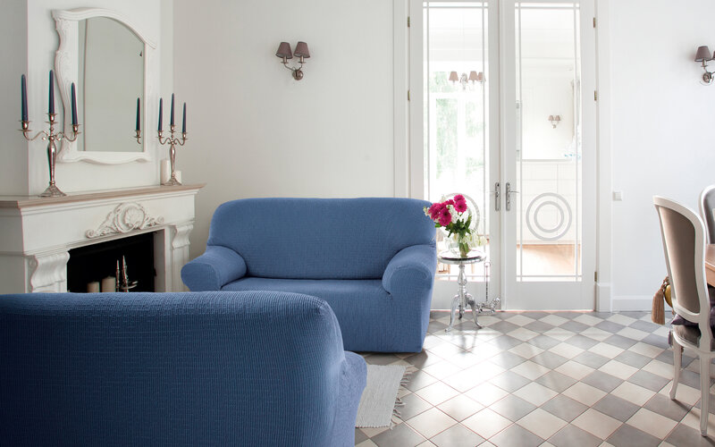 Husă multielastică Cagliari, pentru canapea, albastru, 140 - 180 cm