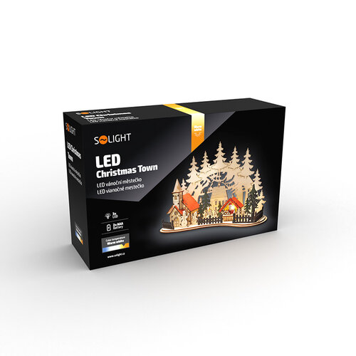 Orășel de Crăciun cu biserică Solight LED, 30 x 19 cm, 2 baterii AAA