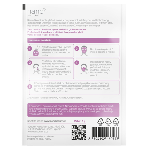 nanoBeauty Upokojujúca nanovlákenná maska​