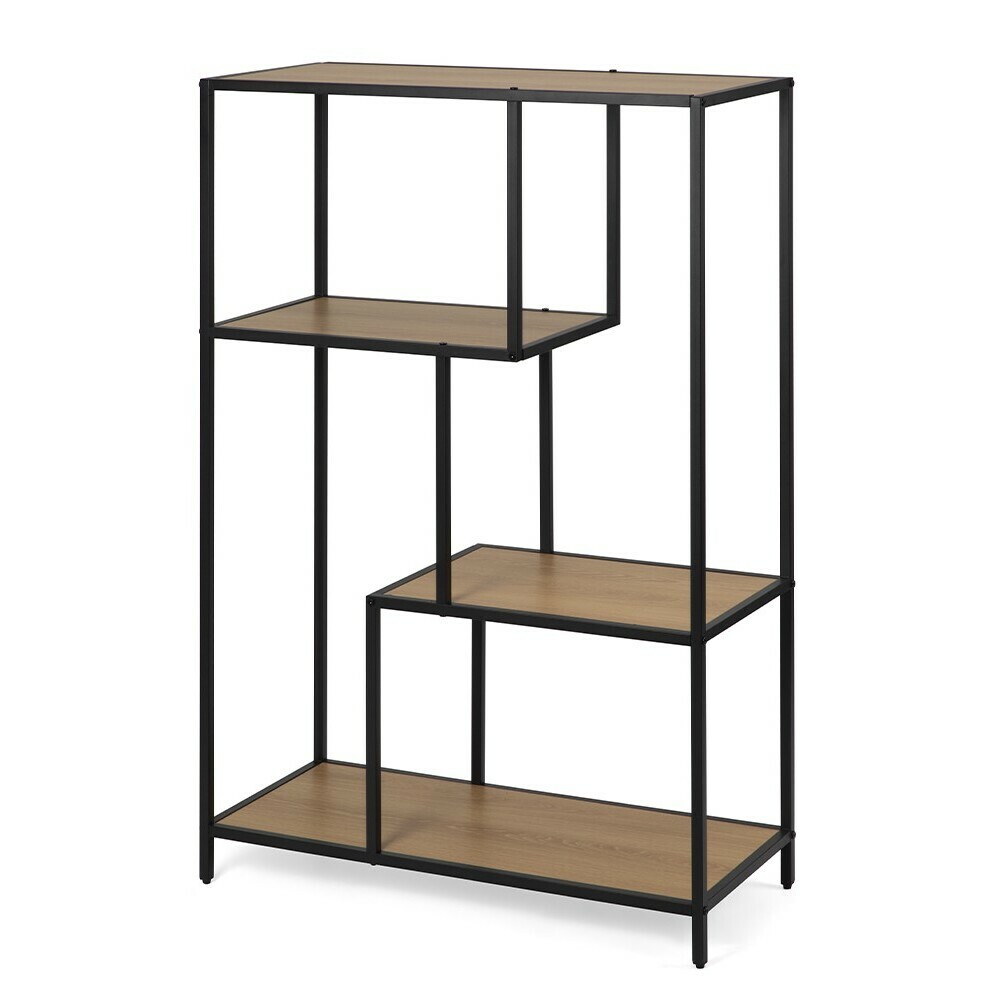 Kovový regál LOFTY GRID Low Oak, 114 x 77 cm