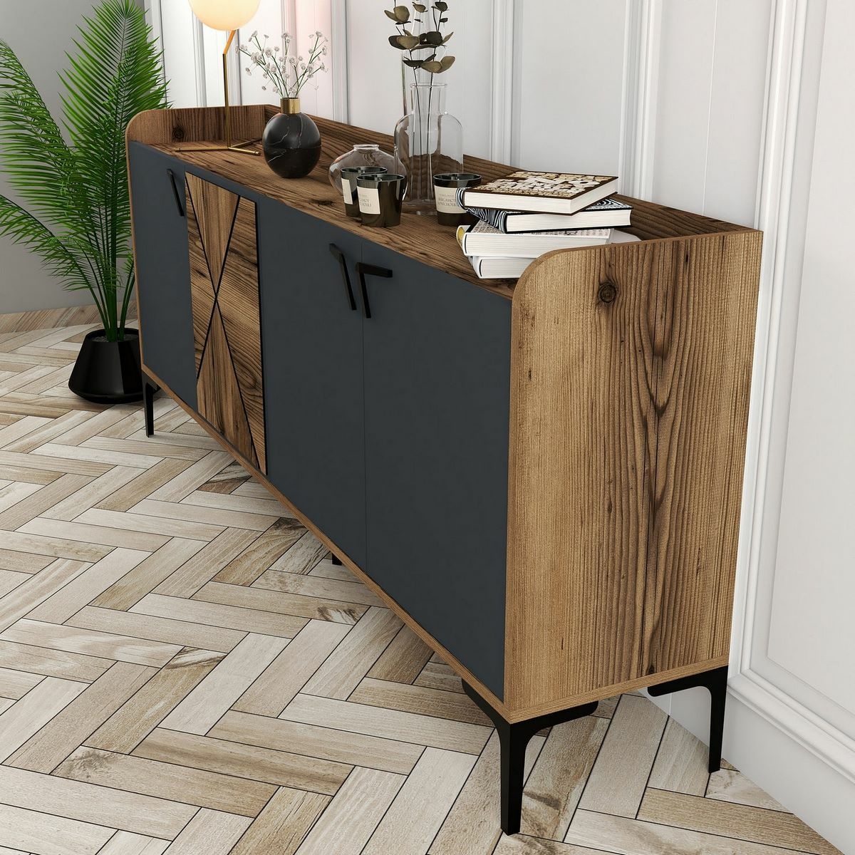 Skrinka Venedik Walnut and Anthracite