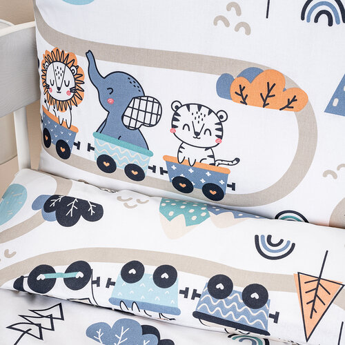4Home Дитяча бавовняна постільна білизна Happy train, 100 х 135 см, 40 х 60 см