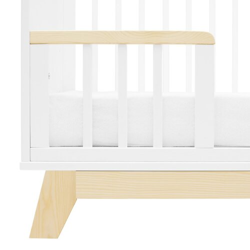 New Baby Crib Marcus cu barieră, alb/natural