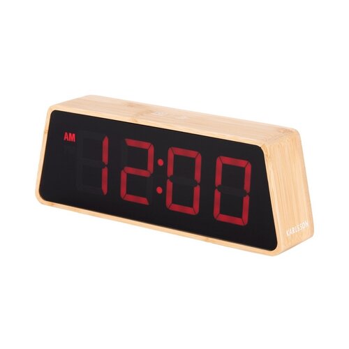 Ceas de masă Karlsson 5931 de design cu LED / ceas cu alarmă 19 cm , bambus