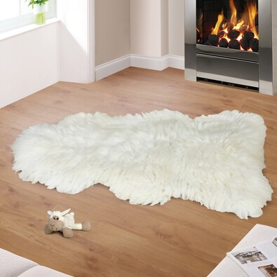 Carpetă din lână, Blană albă, 90 - 105 cm