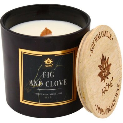 Arome Sveča z lesnim stenjem Fig and clove, 400 g
