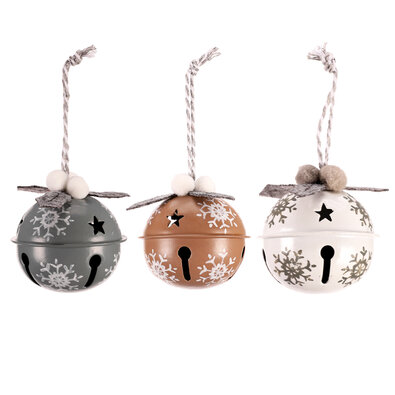 Zestaw wiszących świątecznych dzwoneczków, 6 szt.,metal, średnica 5 cm