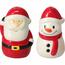 Weihnachtlicher keramischer Salz- und Pfefferstreuer Weihnachtsmann und Schneemann