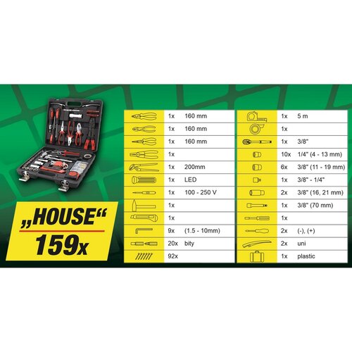 Set de scule Compass House în valiză, 159 buc