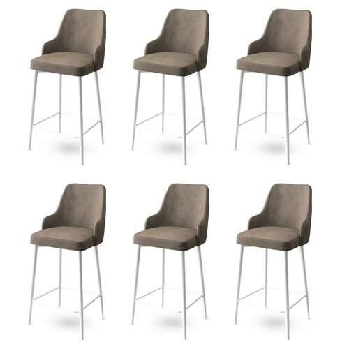 Barstuhl-Set Enox Cappuccino and White, 6 Stück