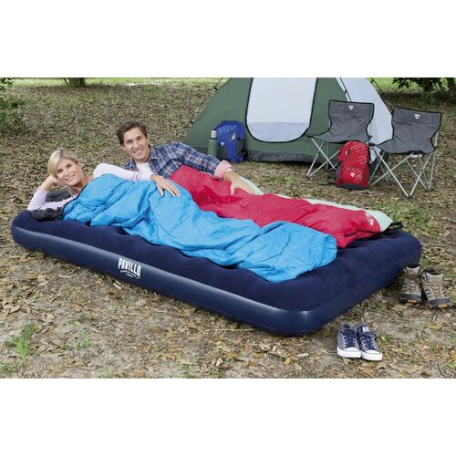 Saltea gonflabilă din velur Bestway cupompă de picior, 203 x 152 x 28 cm