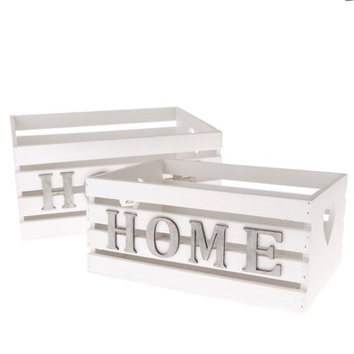 Komplet lesenih zabojev Home, 2 kos, bela