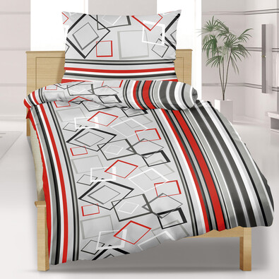 Pościel bawełniana Romby szare, 140 x 200 cm, 70 x 90 cm