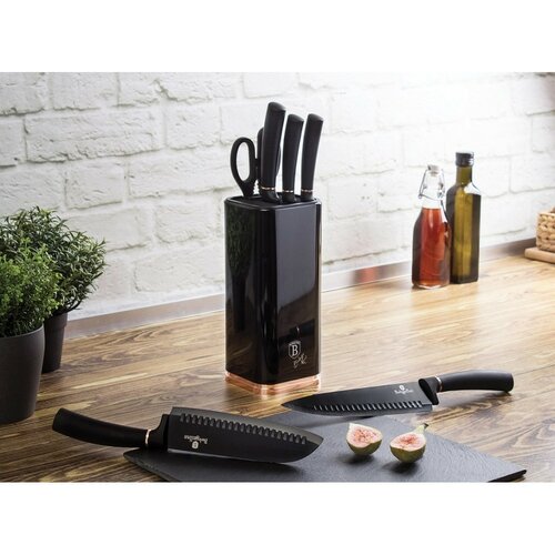 Berlinger Haus Messerset im Ständer Black RoseCollection, 7 St.