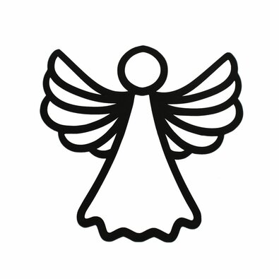Angel silhouette karácsonyi fali fa dekoráció fekete, 35 x 35 cm