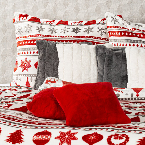 4Home obliečky mikroflanel Christmas Time červená, 140 x 200 cm, 70 x 90 cm
