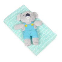 Pătură de copii, turcoaz, cu jucărie din pluș  koala, 75 x 100 cm