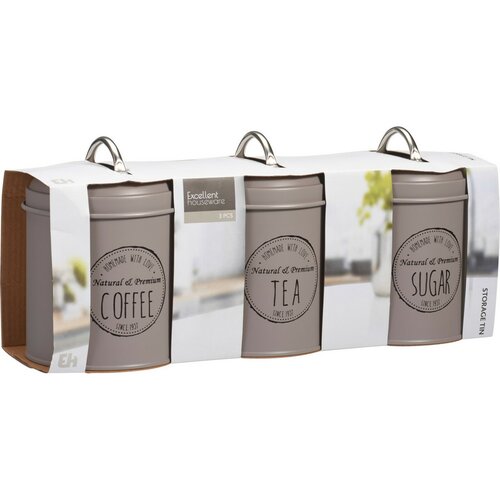Set de cutii metalice pentru alimente Excellent Houseware 11 x 16 cm, 3 buc, maro