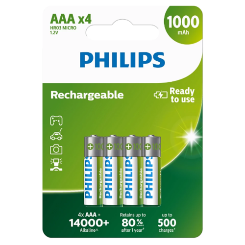 Philips AAA 1,2 V újratölthető elem, 4 db