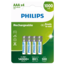 Philips újratölthető elemek AAA 1,2 V, 4 db