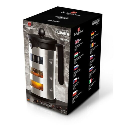 Cafetieră de ceai și cafea french press BerlingerHaus Black Silver Collection, 0,6 l
