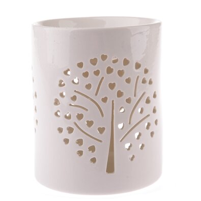 Porcelanska aromalampa Heart tree bela, 11 x 13 cm