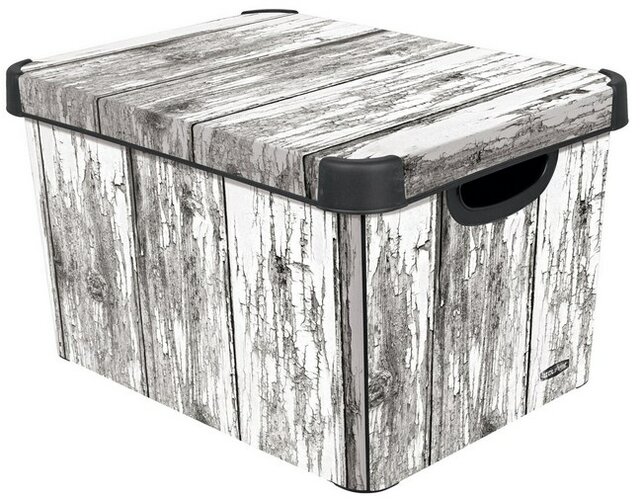 Úložný dekorativní box Curver OLD WOOD, šedá, 39,5 x 29,5 x 25 cm