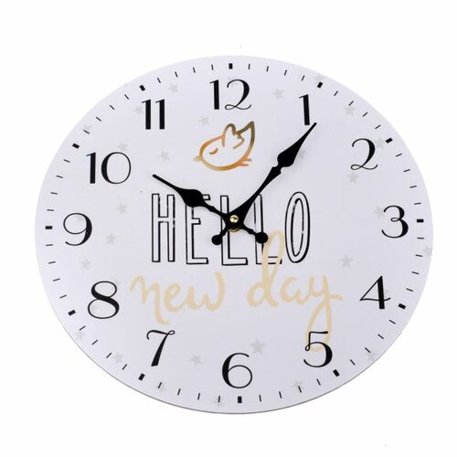 Zegar naścienny Hello new day, śr. 34 cm