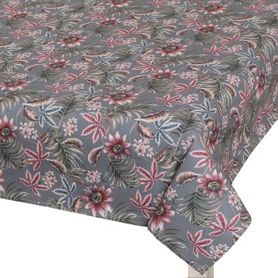 Bellatex Tischtuch DITA Passionsblume grau/weinrot, 140x 200 cm