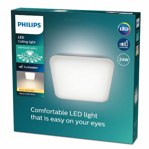 Philips 8720169195493 stropné LED svietidlo Mauve 1x 24 W 2900lm 2700K, 43 x 43 cm