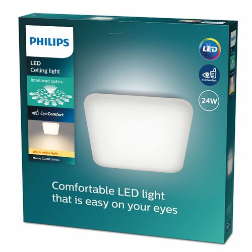 Philips 8720169195493 sufitowa oprawa LED Mauve 1x24 W 2900 lm 2700 K, 43 x 43 cm