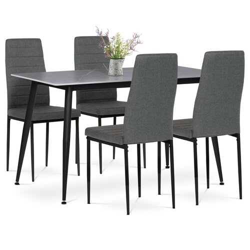 Jedálenský set Mramor s keramickou doskou a 4stoličkami, sivá