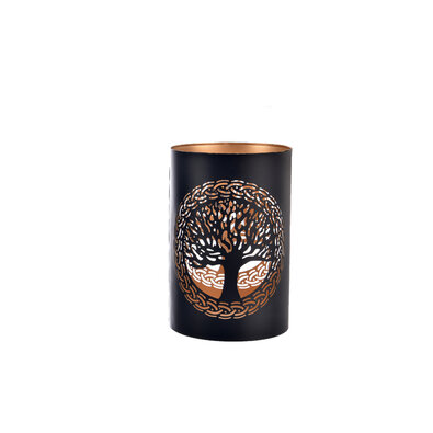 InDecor Sfeșnic metalic Tree negru, 10 x 10 x 12cm