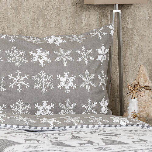 Lenjerie pat bumbac flanel 4Home Christmas Time , gri,  140 x 220 cm, 70 x 90 cm