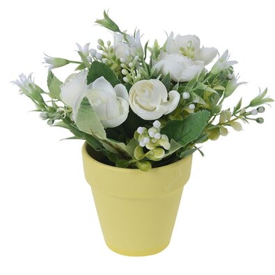 Sztuczne róże w doniczce biały, 21 cm