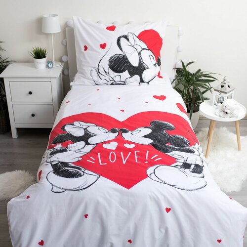 Дитяча бавовняна постільна білизна Mickey and  Minnie Love05, 140 x 200 см, 70 x 90 см